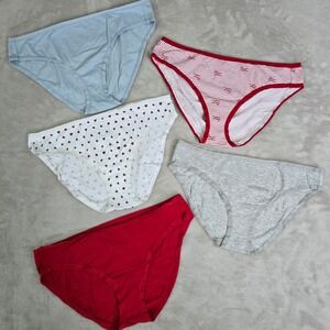 Amazon Essentials Women Multicolor Heart Striped Bikini Panties 5pk L NWOT